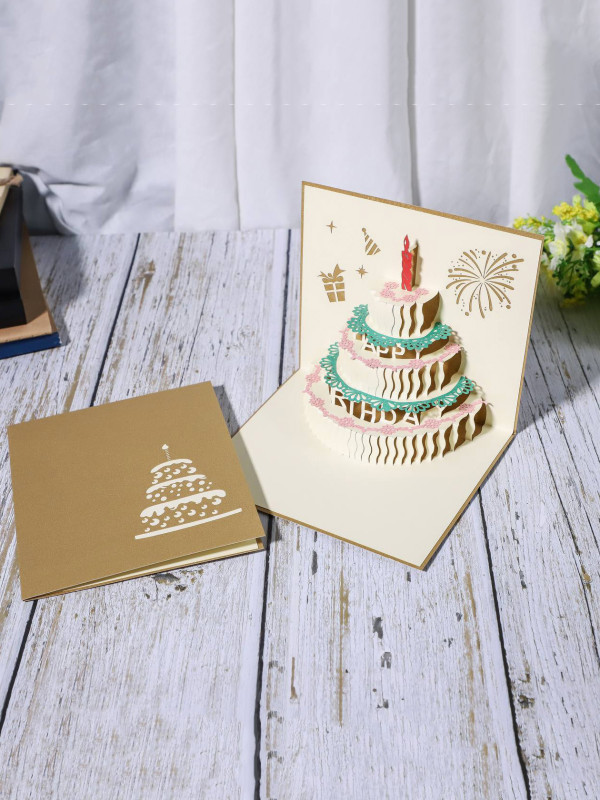 3D открытка торт "happy birthday"