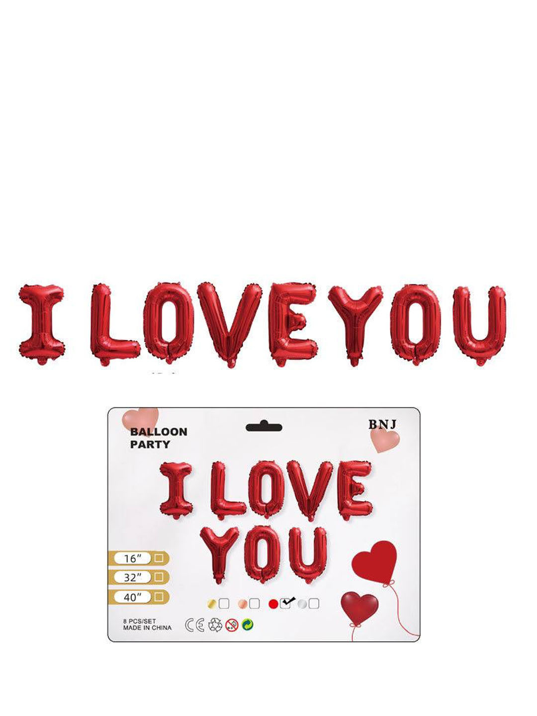 Фольгированные буквы I love you. 40 сантиметров буквы