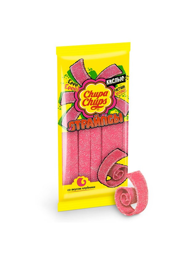 Жевательный мармелад "Chupa - Chups" Страйпсы с клубникой, 120гр