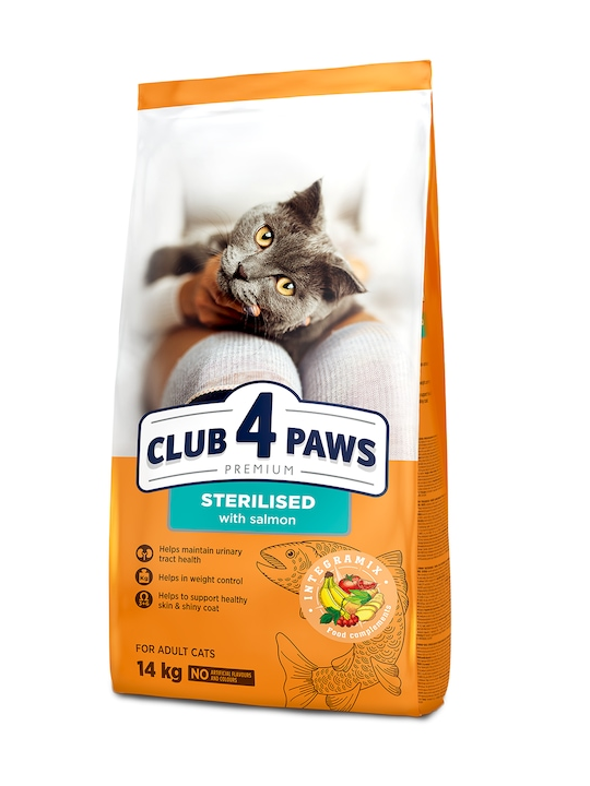 Сухой корм Club 4 Paws для стерилизованных кошек с Лососем 14 кг