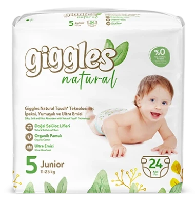 ПОДГУЗНИКИ ДЕТСКИЕ «GIGGLES NATURAL» (24 шт.) 5-й РАЗМЕР