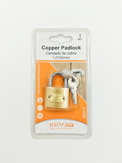 Медный навесной замок 32 мм с 2 ключами (Copper Padlock)