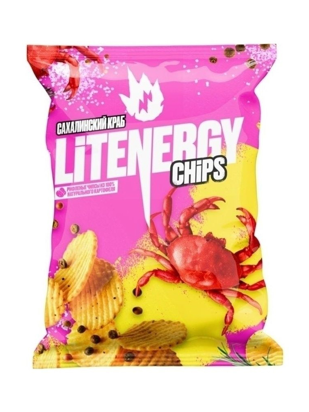 Рифлёные чипсы LITENERGY со вкусом сахалинского краба, 120 г
