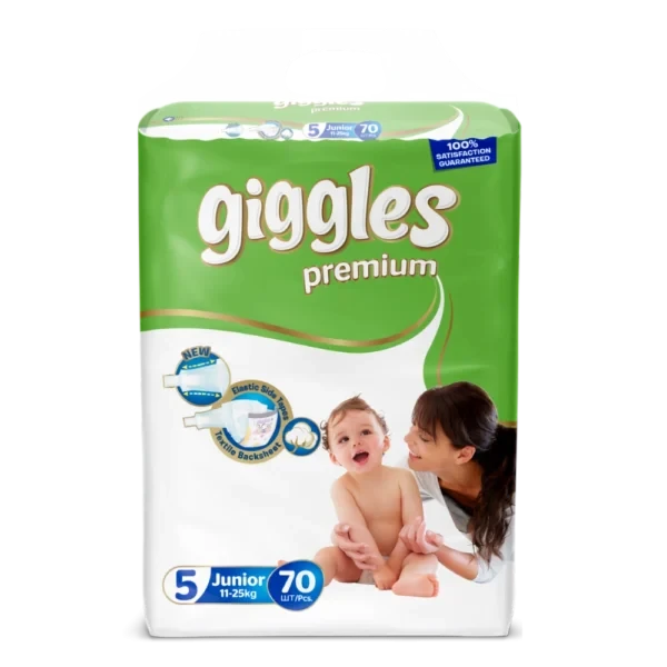 ПОДГУЗНИКИ ДЕТСКИЕ «GIGGLES PREMIUM» (70 шт.) 5-й РАЗМЕР