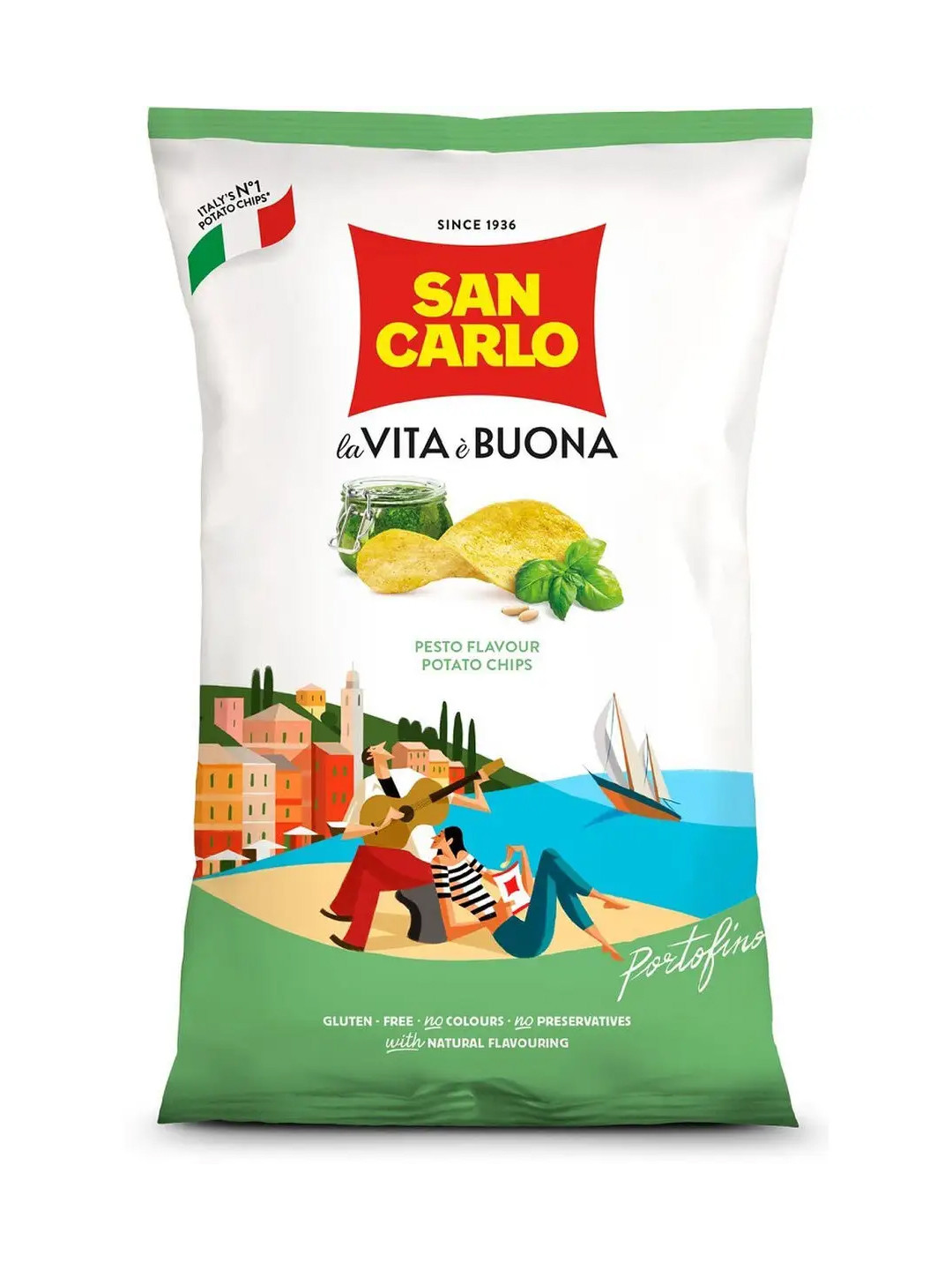Рифленые чипсы San Carlo "Pesto Flavour", 50г