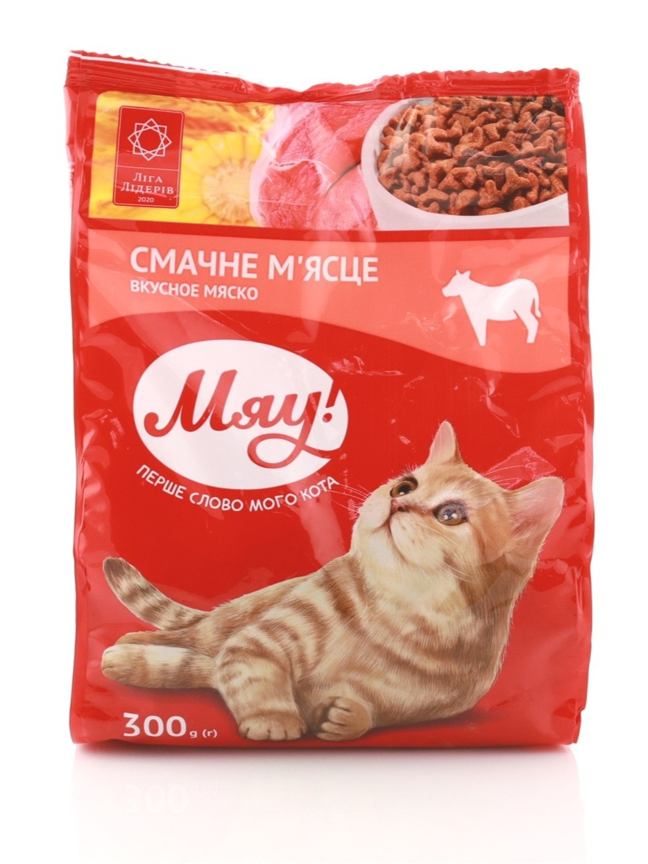 Сухой корм для взрослых кошек МЯУ! с говядиной 300гр