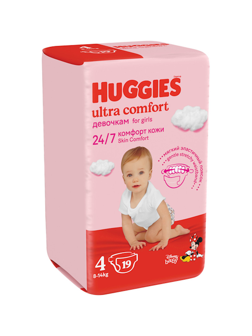 Подгузники "Huggies" Ultra Comfort Девочкам 4 - 19 шт.
