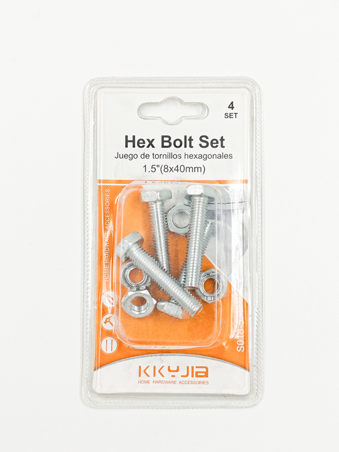 Комплект болтов с гайками KKUJA Hex Bolt Set 1.5" (8×40 мм), 4 шт