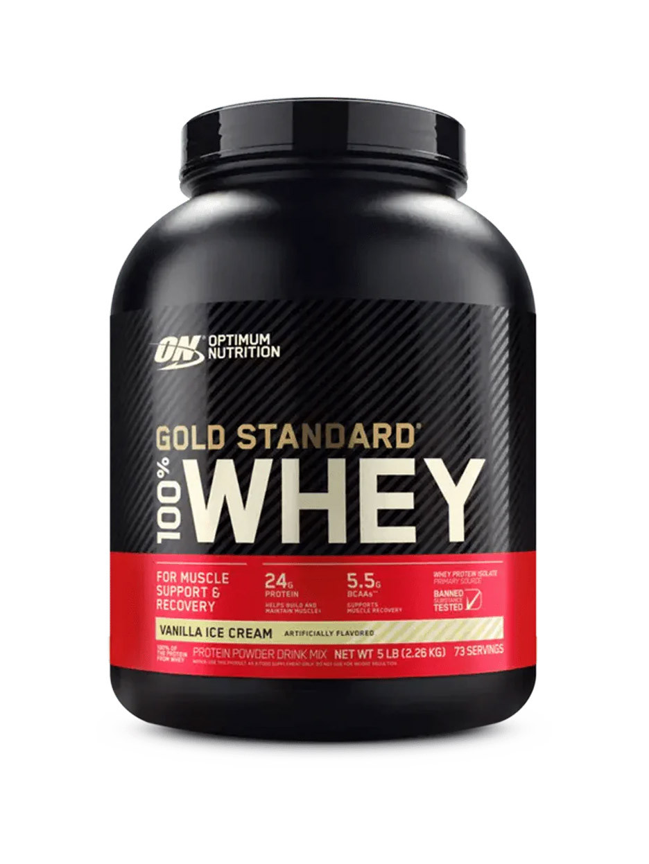 Протеин Optimum Nutrition Gold Standard 100% Whey – Ванильное Мороженое 2,27кг