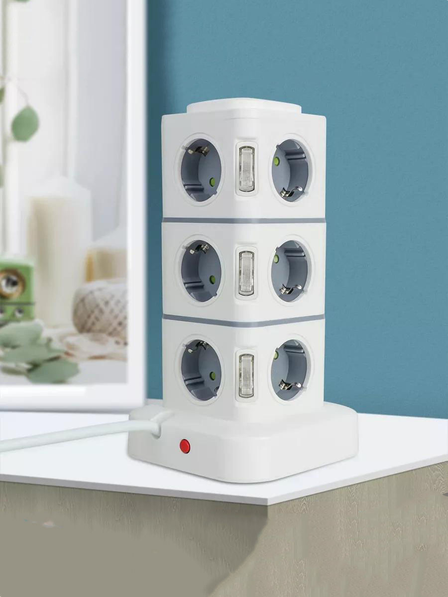 Сетевой фильтр « Башня » с 12 розетками и 4 USB-портами