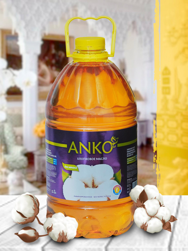 Масло Хлопковое "Anko" Рафинированное 3 л.