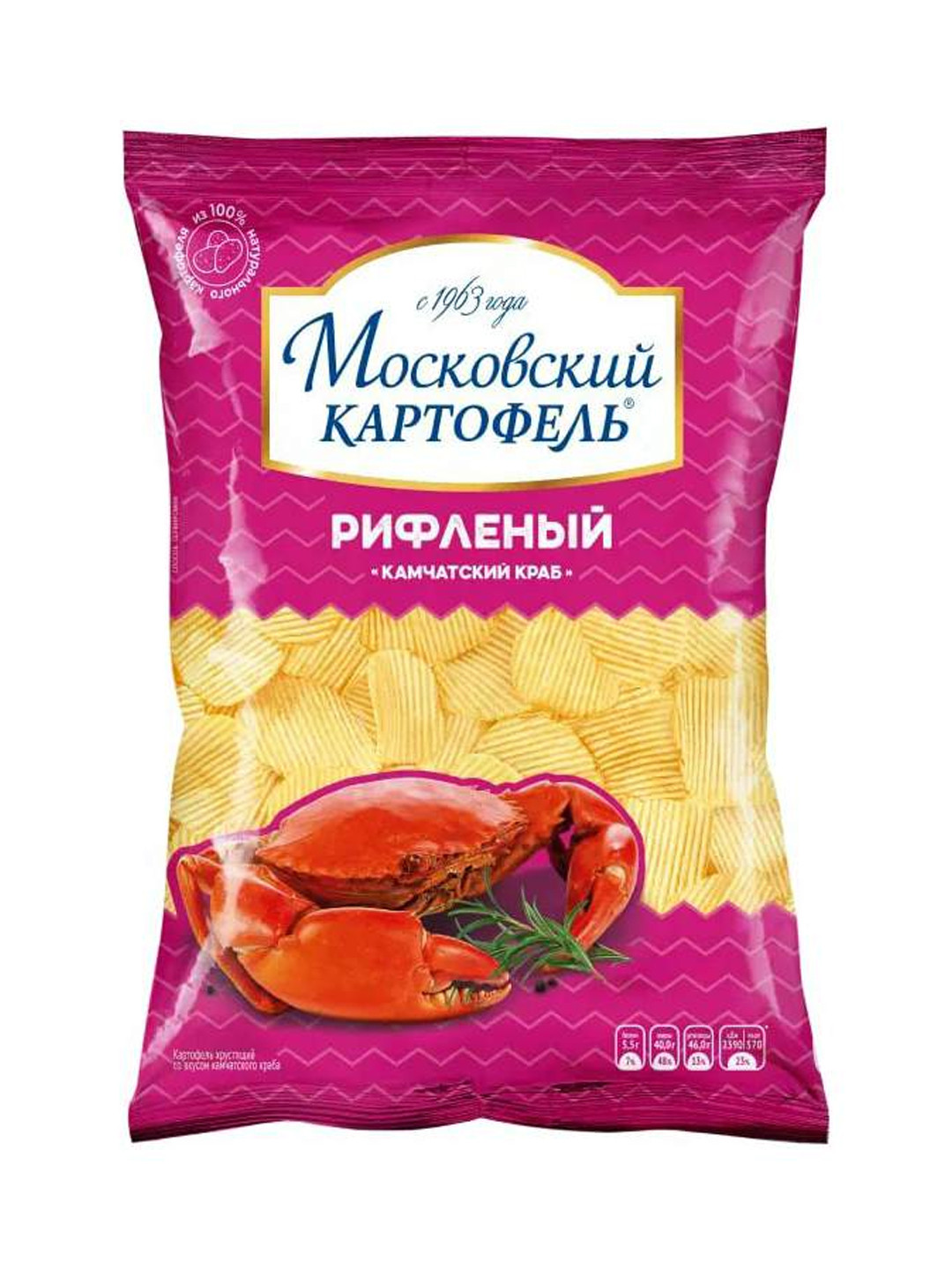 Чипсы рифленые Московский Картофель камчатский краб, 120 г