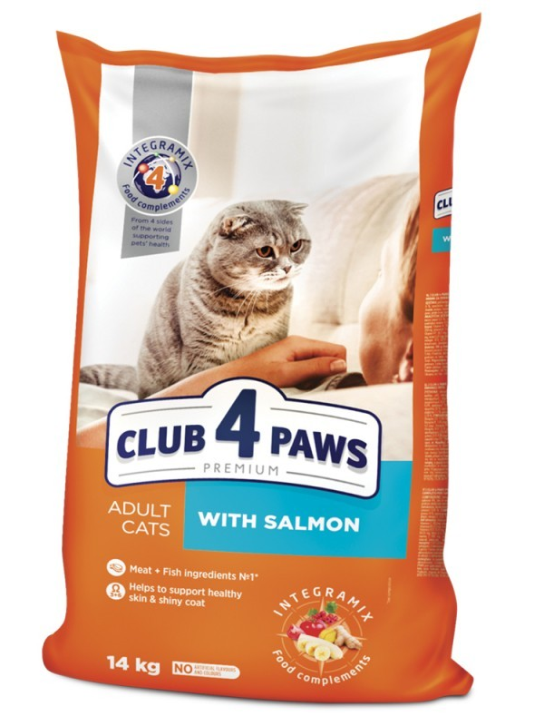 Сухой корм для кошек Club 4 Paws с Лососем 14 кг