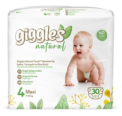 ПОДГУЗНИКИ ДЕТСКИЕ «GIGGLES NATURAL» (30 шт.) 4-й РАЗМЕР