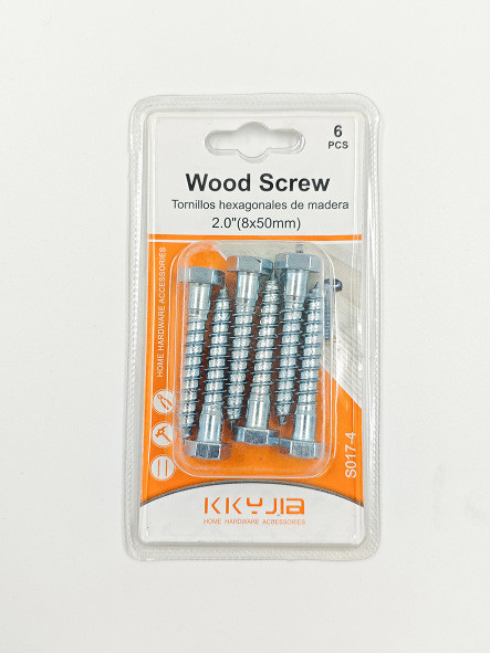 Шурупы по дереву 8×50 мм с шестигранной головкой 6 шт (Wood Screw)