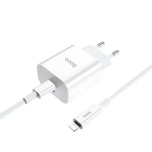 Сетевое зарядное устройство с кабелем TypeC-Lightning Hoco C76A