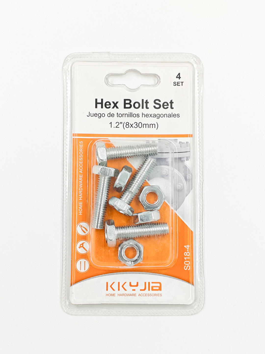 Комплект болтов с гайками KKUJA Hex Bolt Set 1.2" (8×30 мм), 4 шт