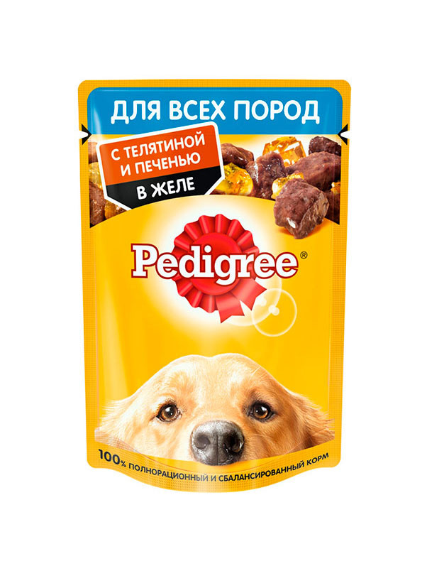 Корм Pedigree с телятиной и печенью в желе 85 гр.