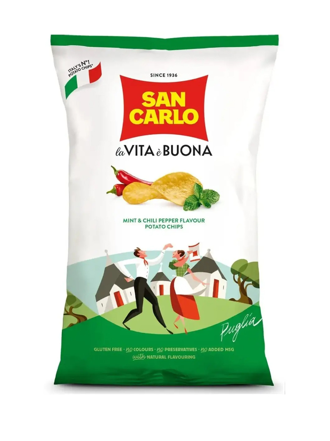 Рифленые чипсы San Carlo "Мята и острый перец" , 150 г