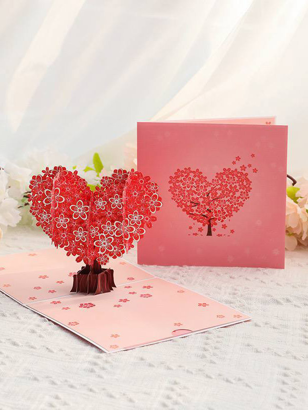 3D открытка дерево сердце 15*15см