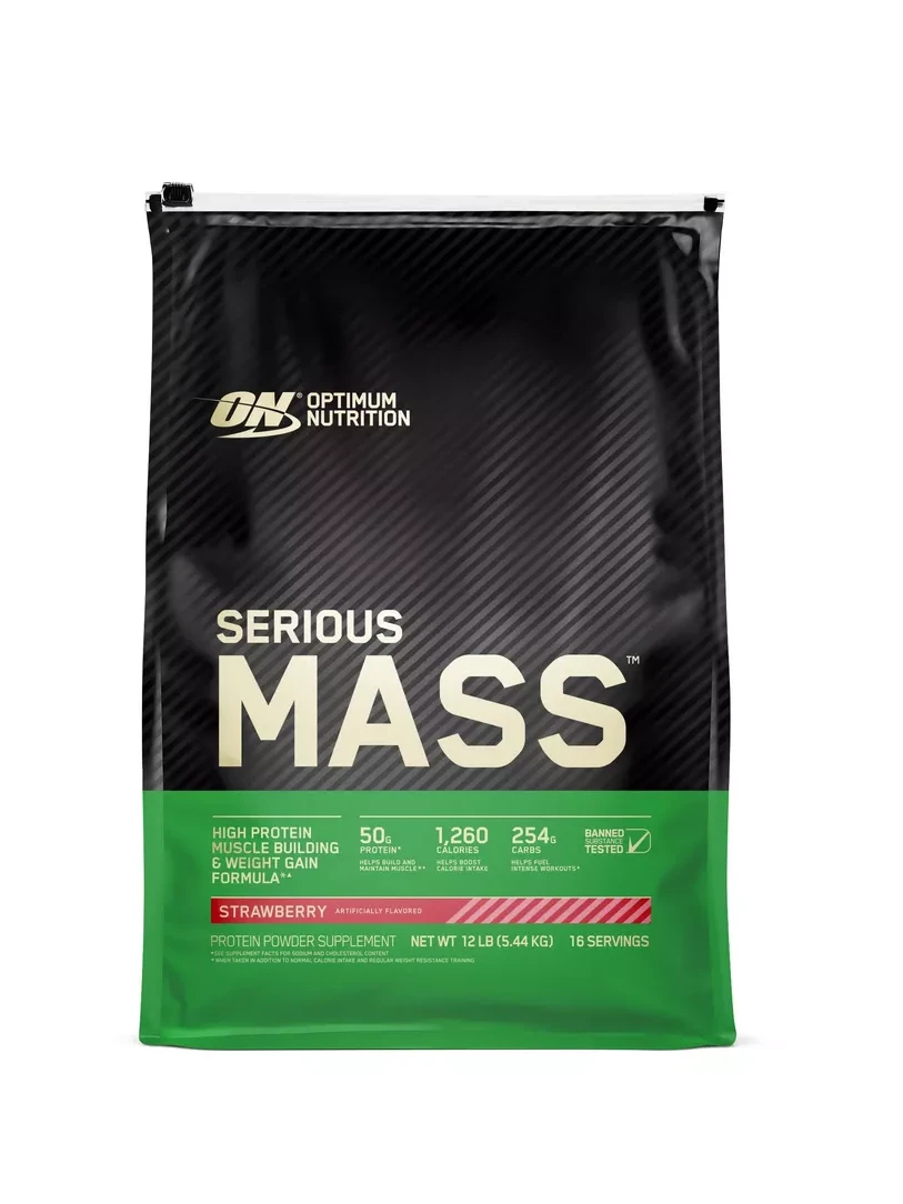 Гейнер Optimum Nutrition Serious Mass – Клубника 5,44 кг