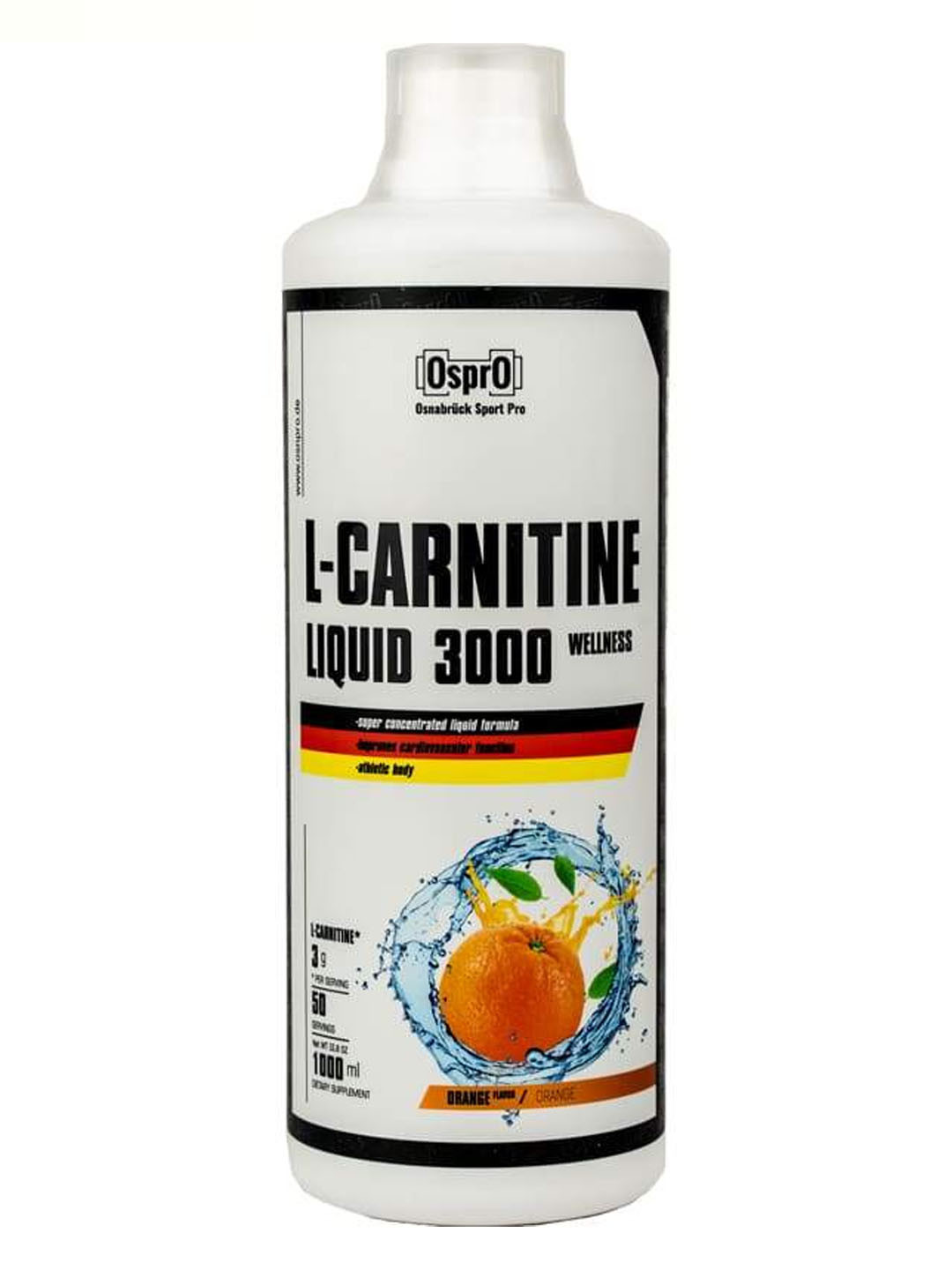 Жидкий L-Карнитин Ospro L-Carnitine Liquid 3000 / 1000 мл, апельсин