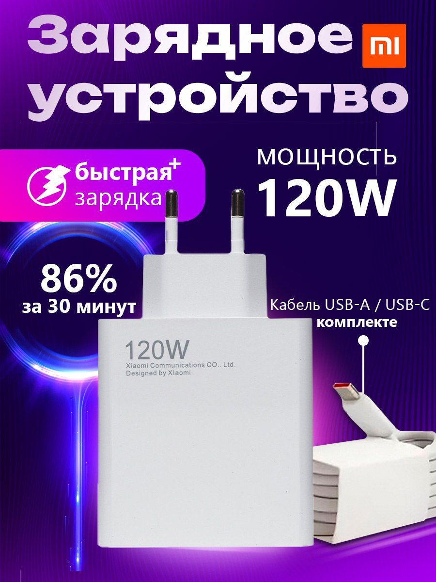 Быстрое FastCharge зарядное устройство USB Type-C 120 Вт