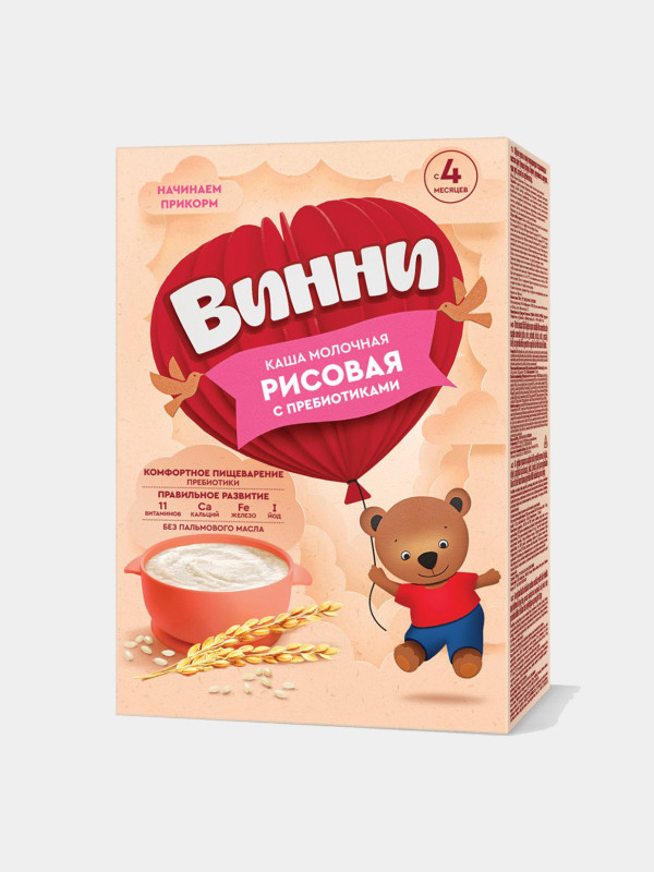 Каша молочная "Винни" Рисовая с пребиотиками 220гр.