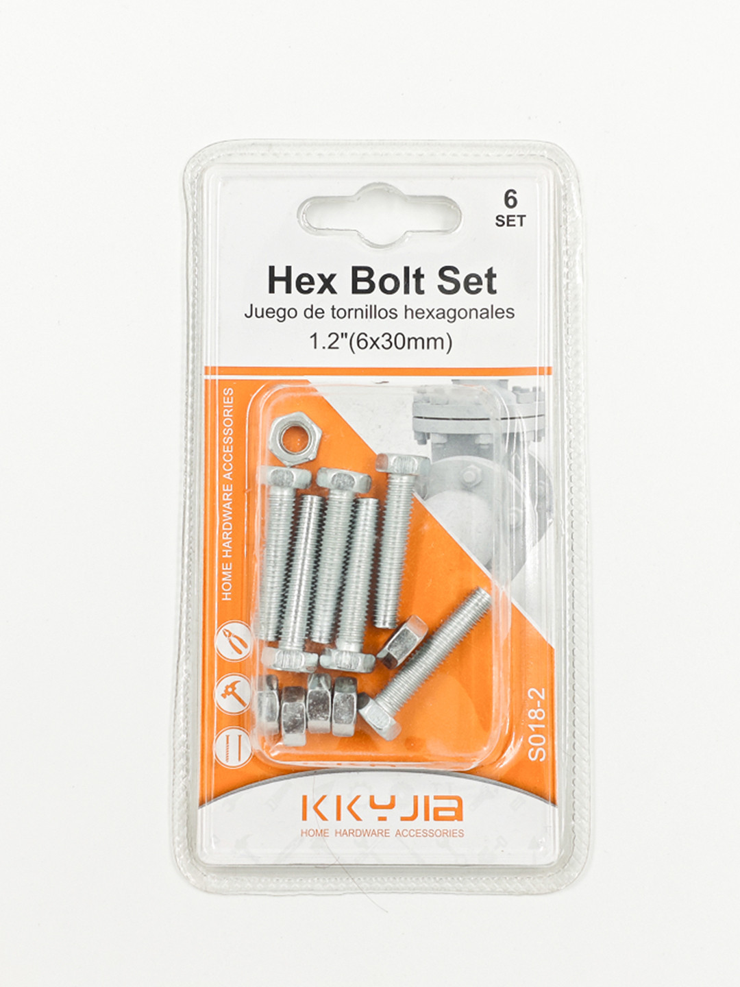 Комплект болтов с гайками KKUJA Hex Bolt Set 1.2" (6×30 мм), 6 шт