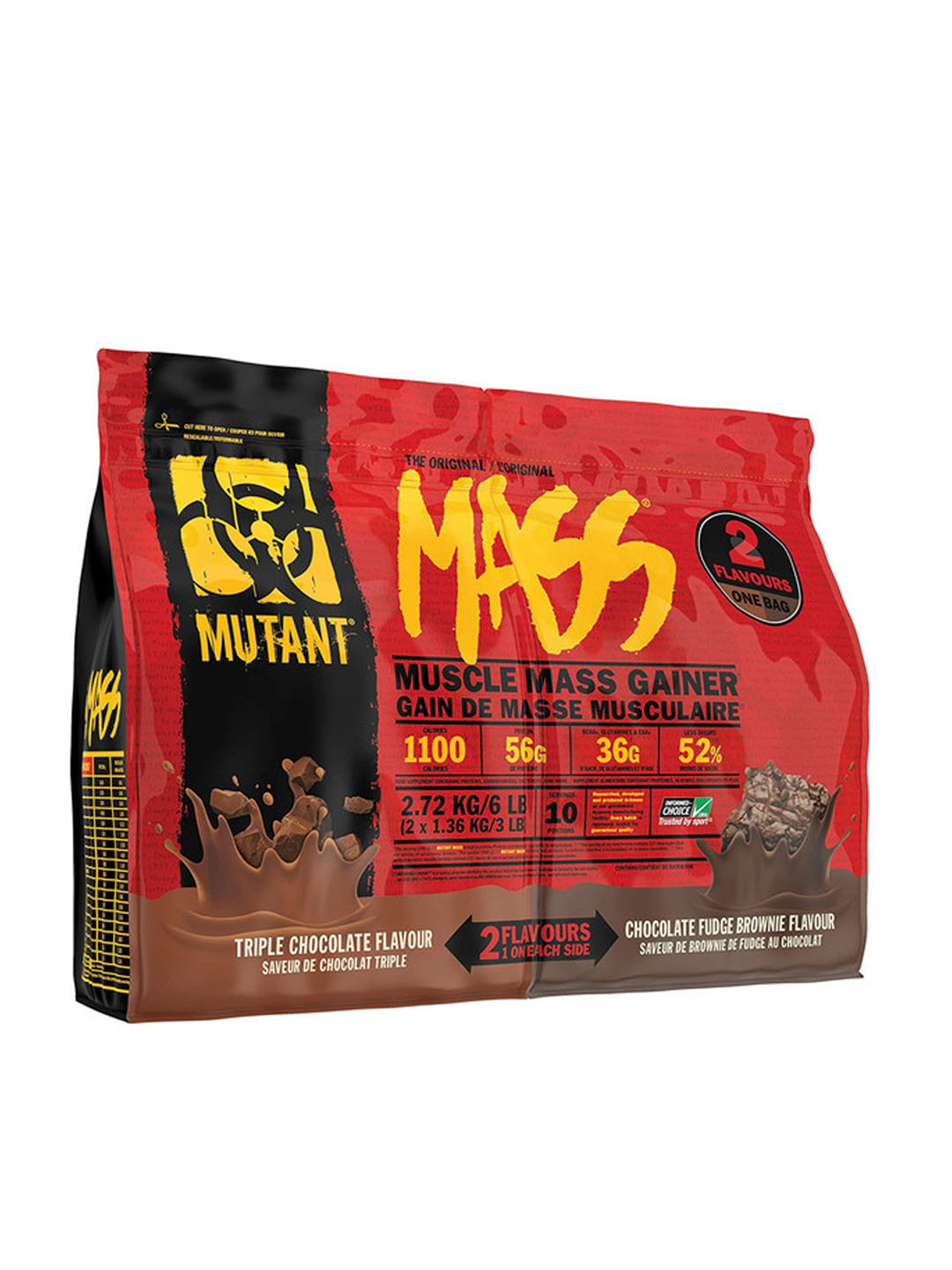 Гейнер Mutant Mass, 2.72 кг, Triple Chocolate & Chocolate Fudge