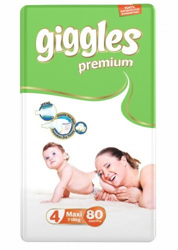 ПОДГУЗНИКИ ДЕТСКИЕ «GIGGLES PREMIUM» (80 шт.) 4-й РАЗМЕР